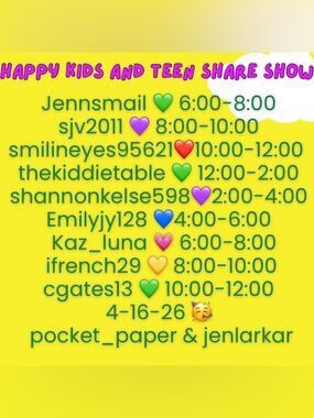 Kids and teen first share show every Thursday! 
Let’s get you what you need!